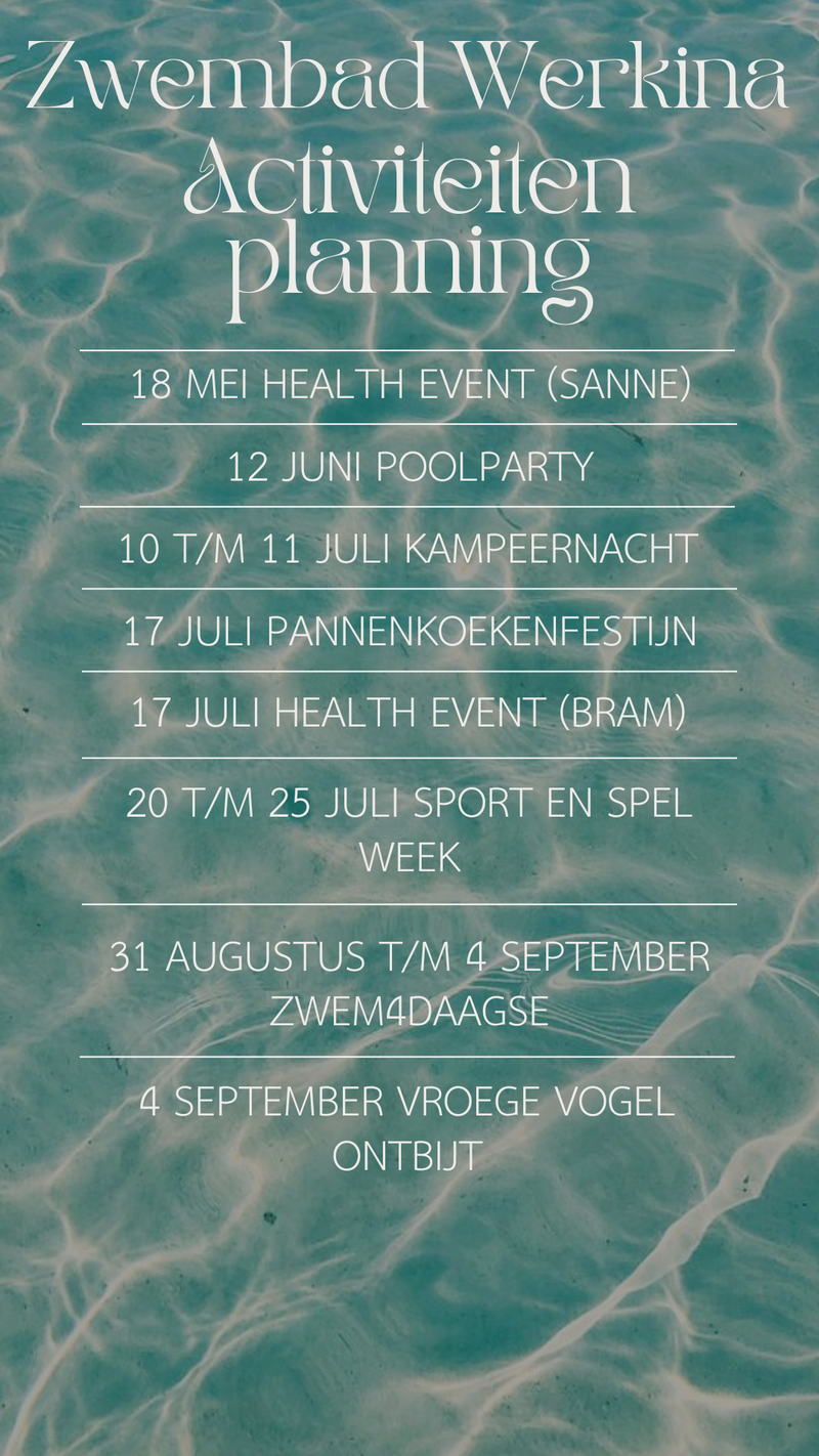 2026 Activiteitenplanning zwembad