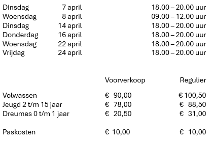 tabel voorverkoop 2026